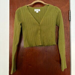 VELVET BY GRAHAM & SPENCER LIKE NEW/WORN ONCE - Green Ribbed Crop Cardigan